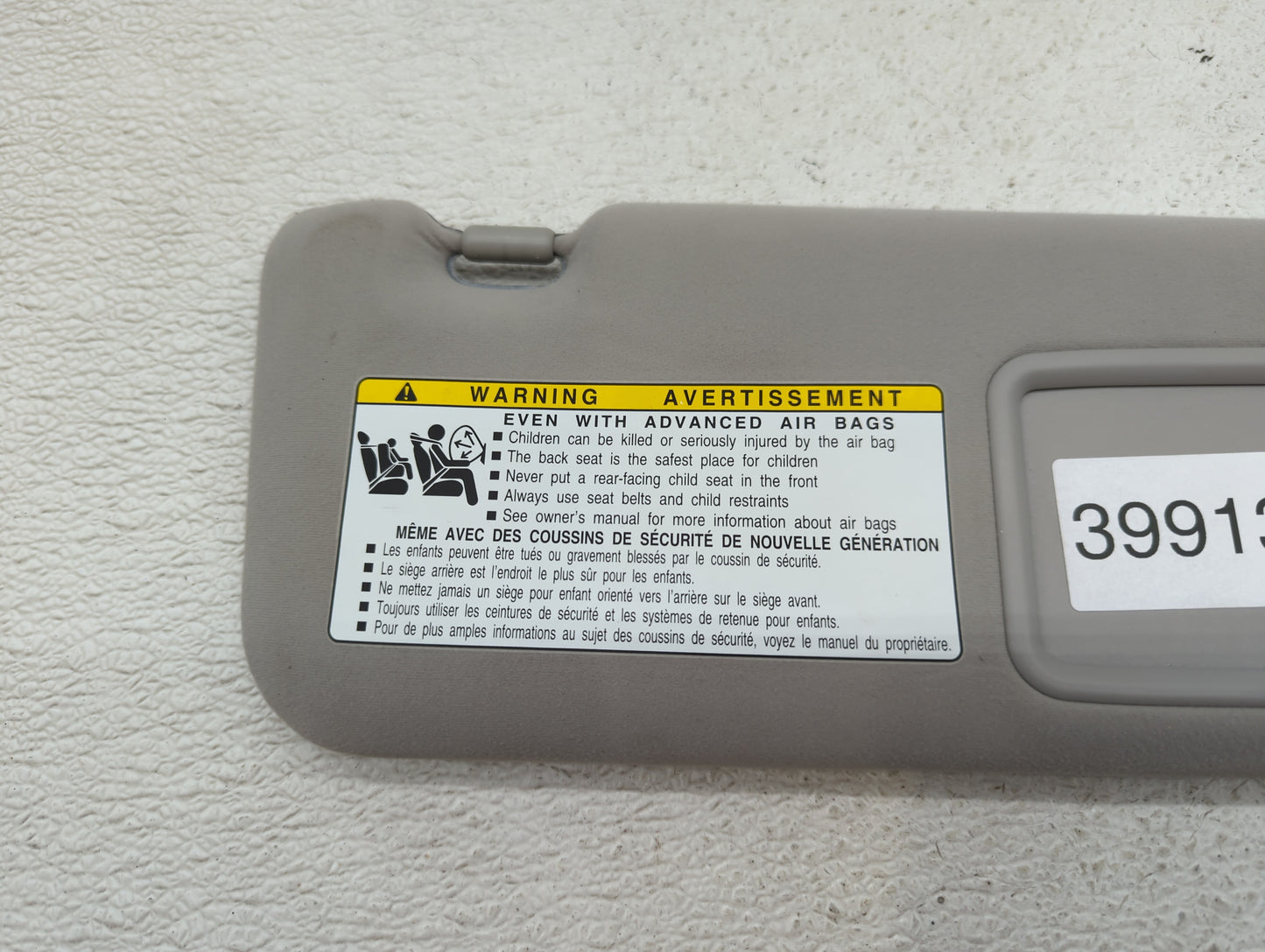 2010-2011 Lexus Es350 Sun Visor Shade Replacement Passenger Right Mirror Fits Fits 2010 2011 OEM Used Auto Parts - Oemusedau