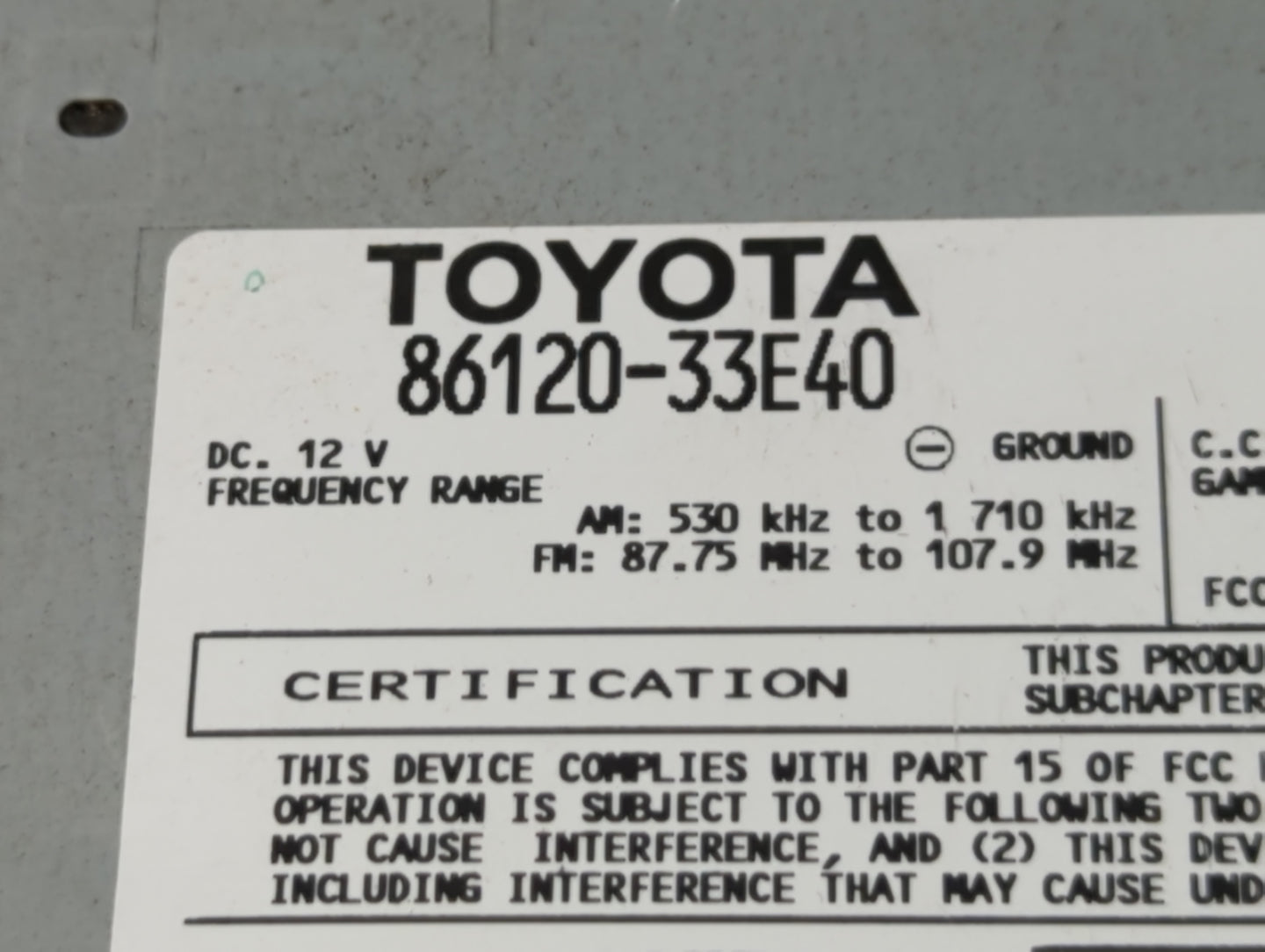 2010-2012 Lexus Es350 Radio AM FM Cd Player Receiver Replacement P/N:86120-33E40 Fits Fits 2010 2011 2012 OEM Used Auto Part