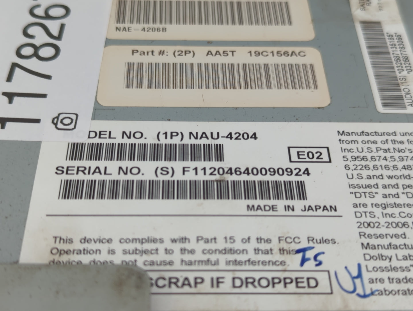 2009-2010 Lincoln Mks Radio AM FM Cd Player Receiver Replacement P/N:AA5T 19C156AC Fits Fits 2009 2010 OEM Used Auto Parts -