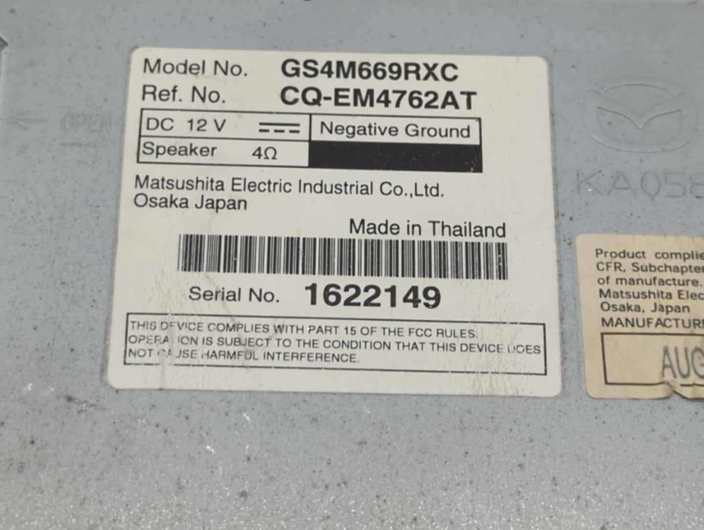 2009-2010 Mazda 6 Am Fm Cd Player Radio Receiver - Oemusedautoparts1.com