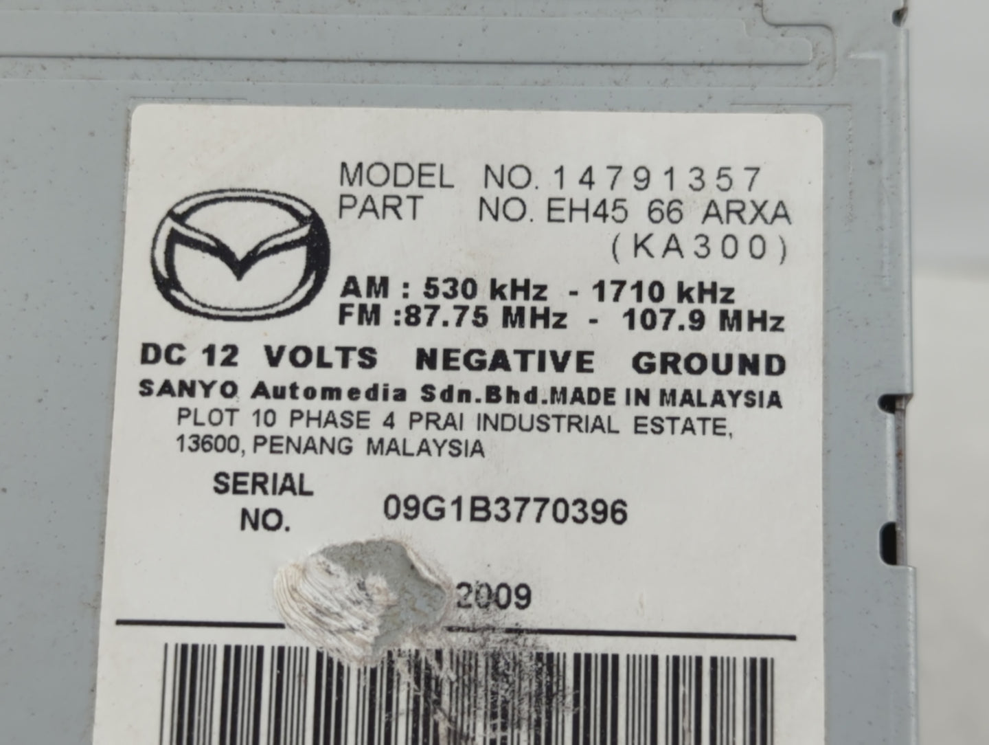2010-2012 Mazda Cx-7 Radio AM FM Cd Player Receiver Replacement P/N:EH45 66 ARXA Fits Fits 2010 2011 2012 OEM Used Auto Part