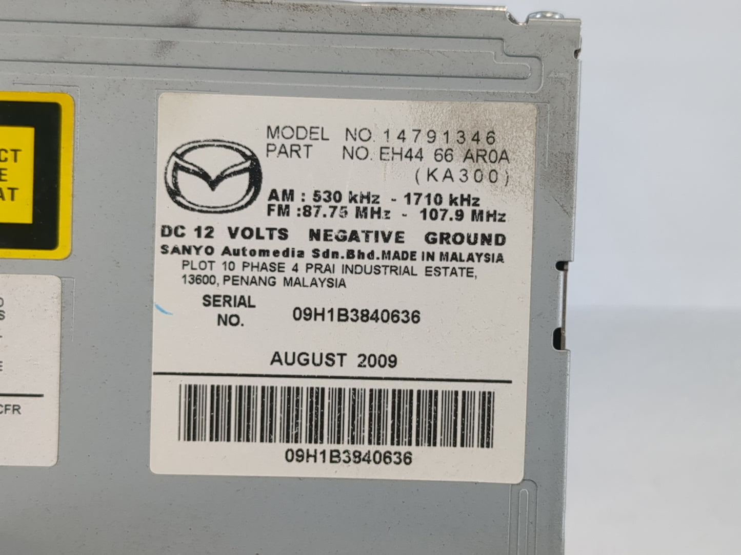 2010 Mazda Cx-7 Radio AM FM Cd Player Receiver Replacement P/N:EH44 66 AR0A Fits OEM Used Auto Parts - Oemusedautoparts1.com