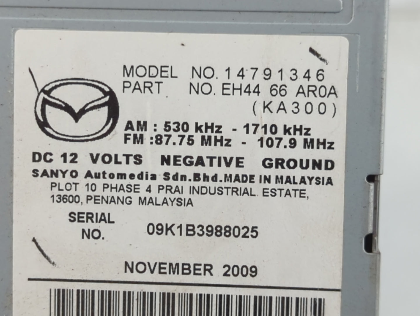 2010-2012 Mazda Cx-7 Radio AM FM Cd Player Receiver Replacement P/N:EH44 66 AR0A Fits Fits 2010 2011 2012 OEM Used Auto Part