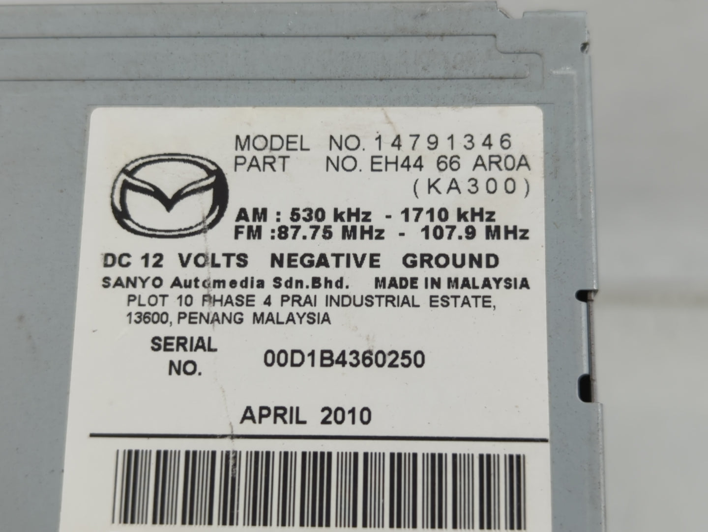 2010 Mazda Cx-7 Radio AM FM Cd Player Receiver Replacement P/N:EH44 66 AR0A Fits OEM Used Auto Parts - Oemusedautoparts1.com