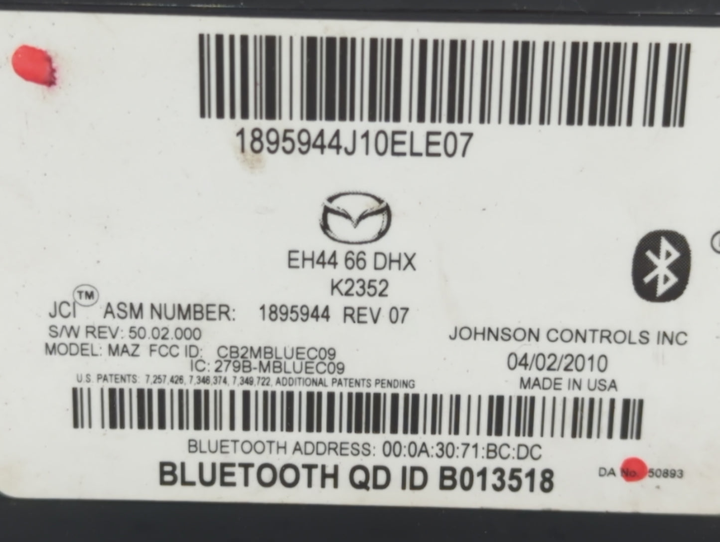 2010-2012 Mazda Cx-7 Radio AM FM Cd Player Receiver Replacement P/N:BBM5 66 AR0 GJR9 66 DHOB Fits OEM Used Auto Parts - Oemu