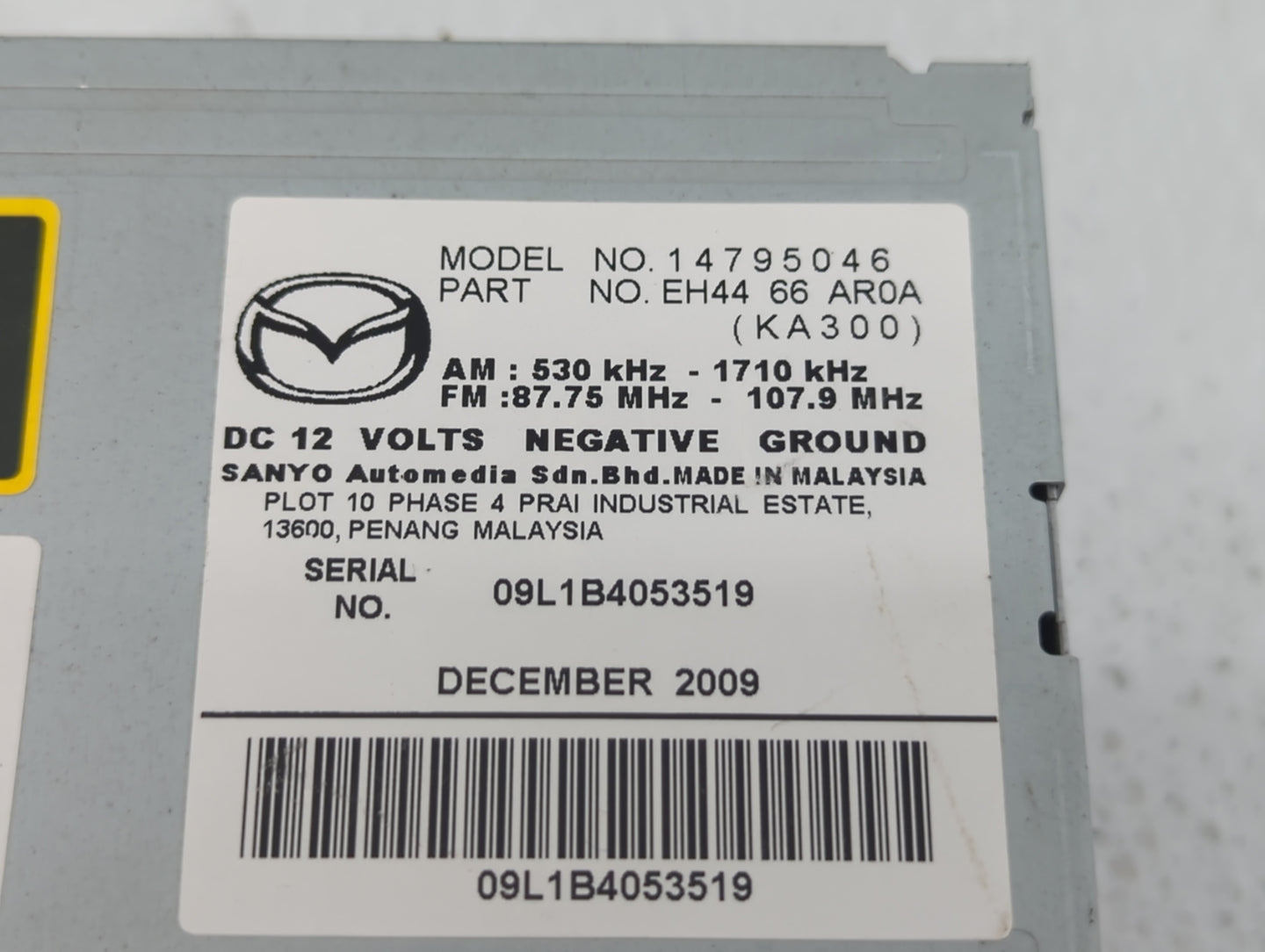 2010 Mazda Cx-7 Radio AM FM Cd Player Receiver Replacement P/N:EH44 66 AR0A Fits OEM Used Auto Parts - Oemusedautoparts1.com