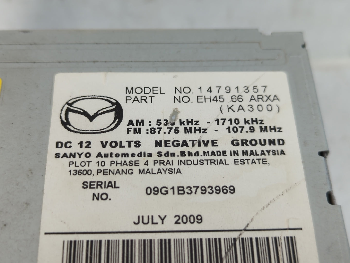 2010 Mazda Cx-7 Radio AM FM Cd Player Receiver Replacement P/N:EH46 66 ARXA Fits OEM Used Auto Parts - Oemusedautoparts1.com