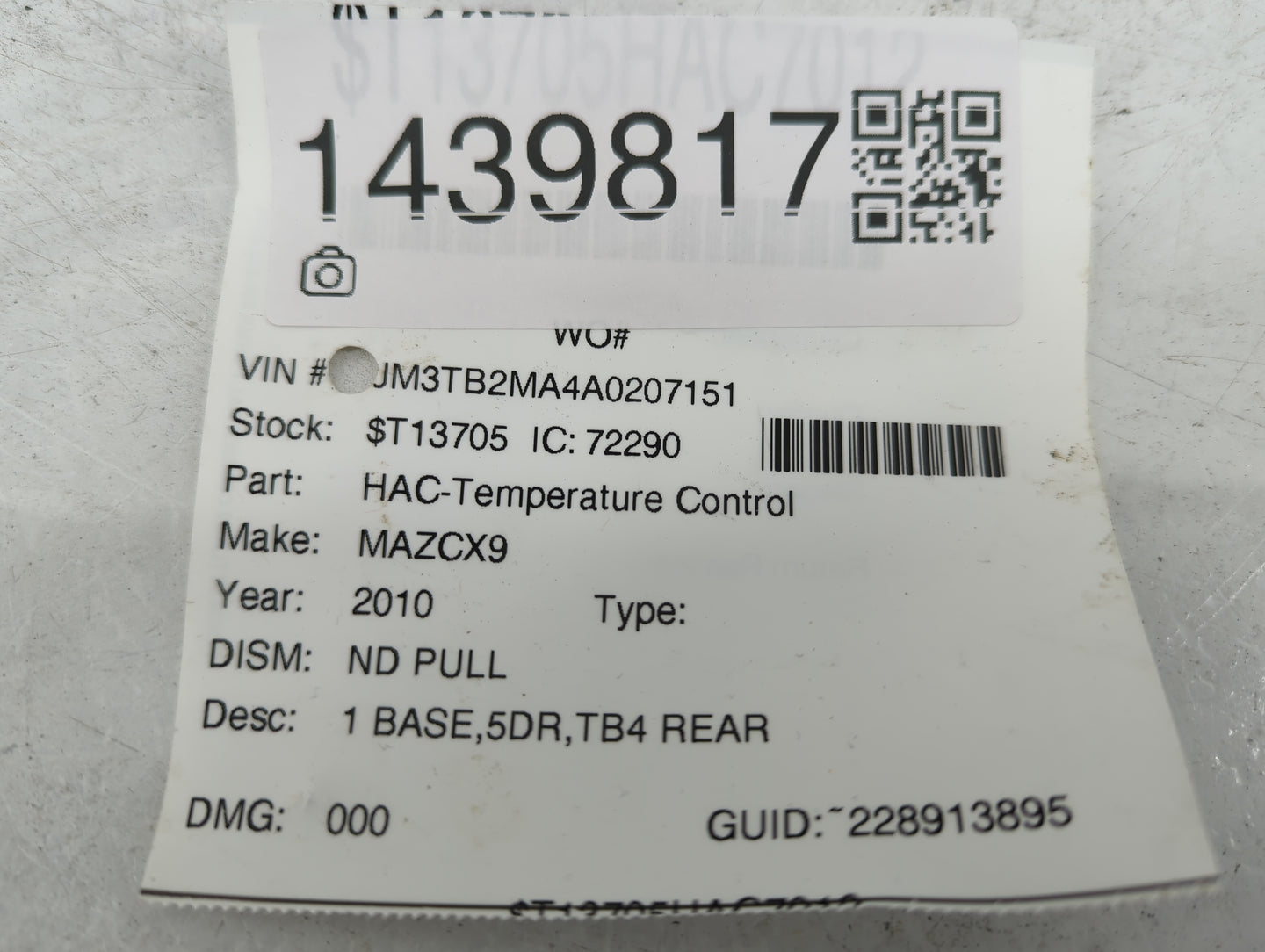 2010-2015 Mazda Cx-9 Climate Control Module Temperature AC/Heater Replacement P/N:K0021 Fits Fits 2010 2011 2012 2013 2014 2