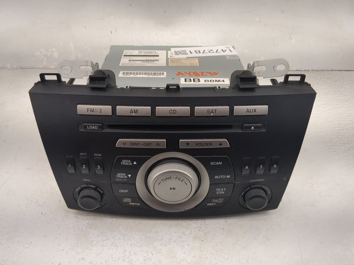 2010 Mazda Mazda3 Radio AM FM Cd Player Receiver Replacement P/N:BBM466ARXA CQ-EM6861AT Fits OEM Used Auto Parts - Oemusedau