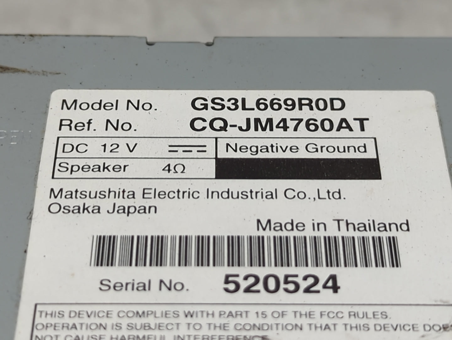 2010 Mazda Mazda6 Radio AM FM Cd Player Receiver Replacement P/N:GS3L669R0D CQ-JM4760AT Fits Fits 2009 OEM Used Auto Parts -