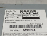 2010 Mazda Mazda6 Radio AM FM Cd Player Receiver Replacement P/N:GS3L669R0D CQ-JM4760AT Fits Fits 2009 OEM Used Auto Parts -
