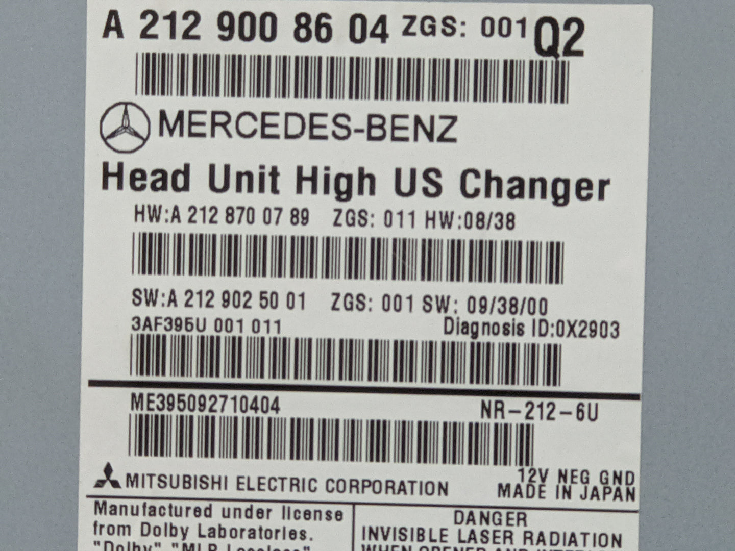 2010 Mercedes-Benz E-Class Radio AM FM Cd Player Receiver Replacement P/N:A2129008604 A2128700789, A2129025001 Fits OEM Used