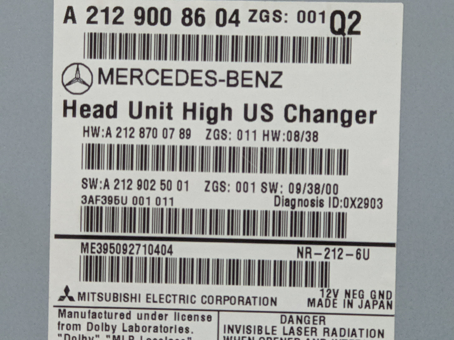 2010 Mercedes-Benz E-Class Radio AM FM Cd Player Receiver Replacement P/N:A2129008604 A2128700789, A2129025001 Fits OEM Used