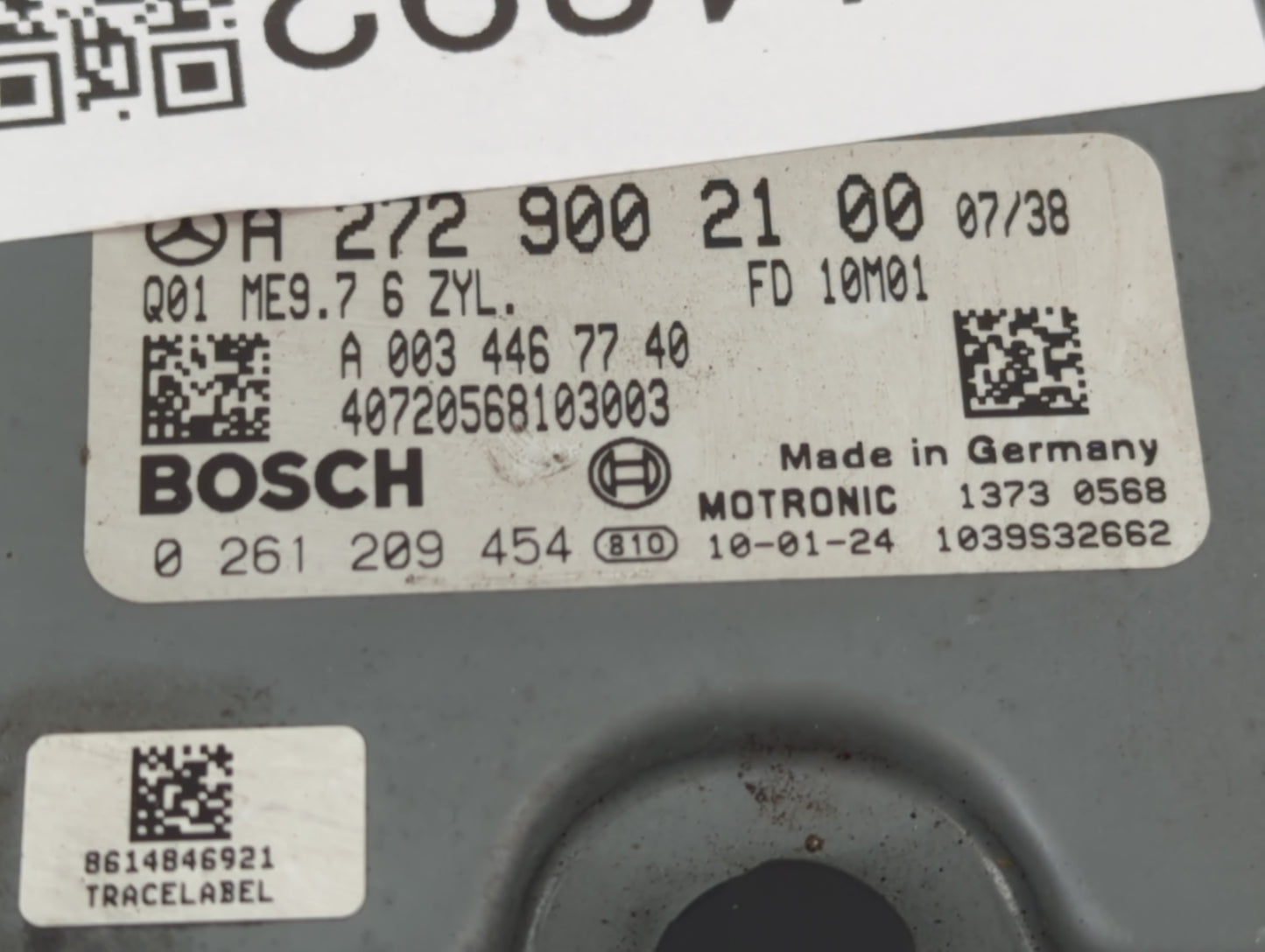 2010-2012 Mercedes-Benz E350 PCM Engine Control Computer ECU ECM PCU OEM P/N:0 261 209 454 A 003 446 77 40 Fits OEM Used Aut
