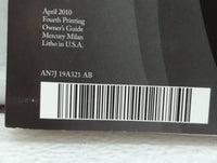 2010 Mercury Milan Owners Manual Book Guide P/N:AN7J 19A321 AB OEM Used Auto Parts - Oemusedautoparts1.com
