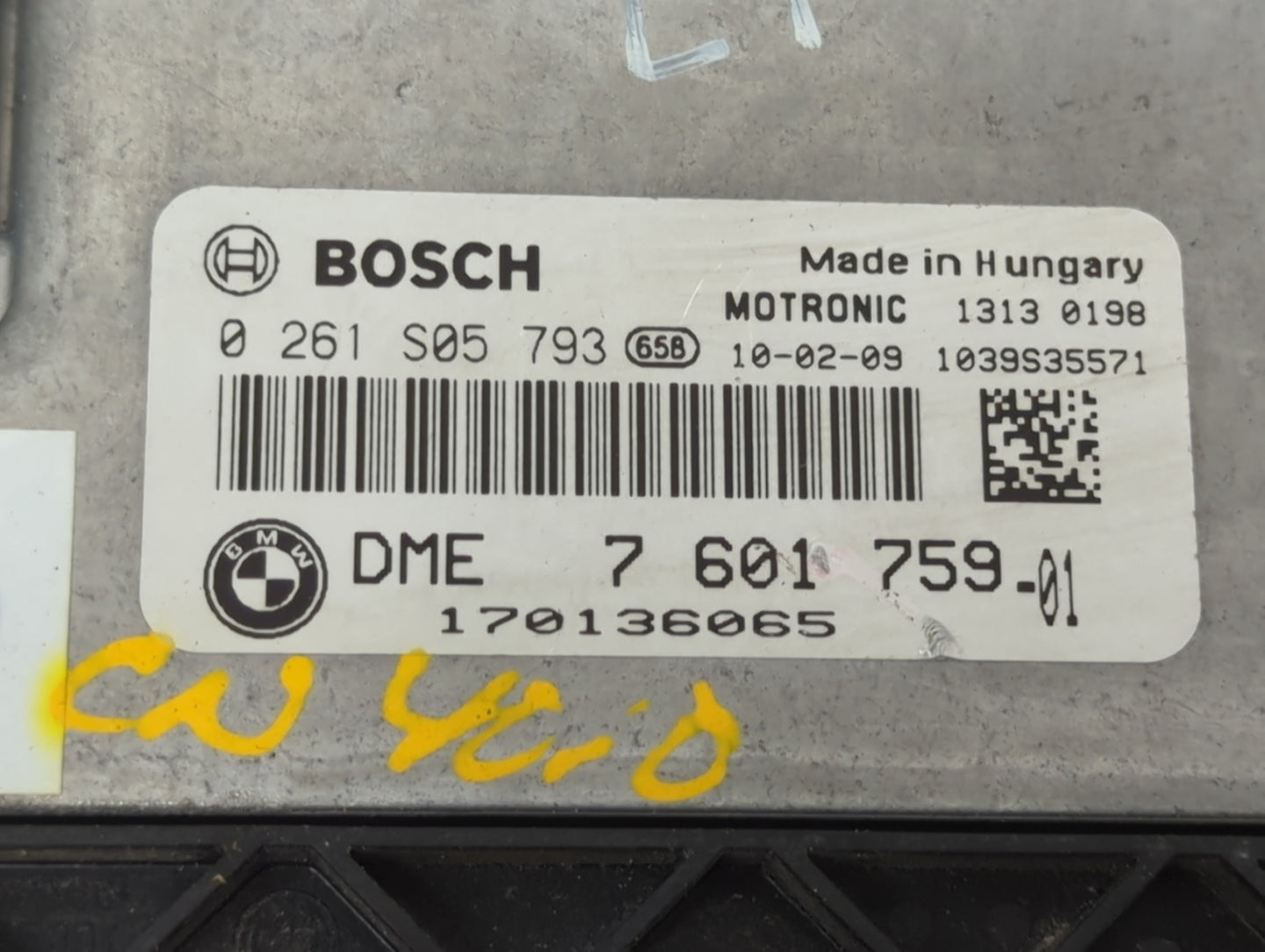 2009-2010 Mini Cooper PCM Engine Control Computer ECU ECM PCU OEM P/N:0261S05793 DME7601759-01, 170136065 Fits Fits 2009 201