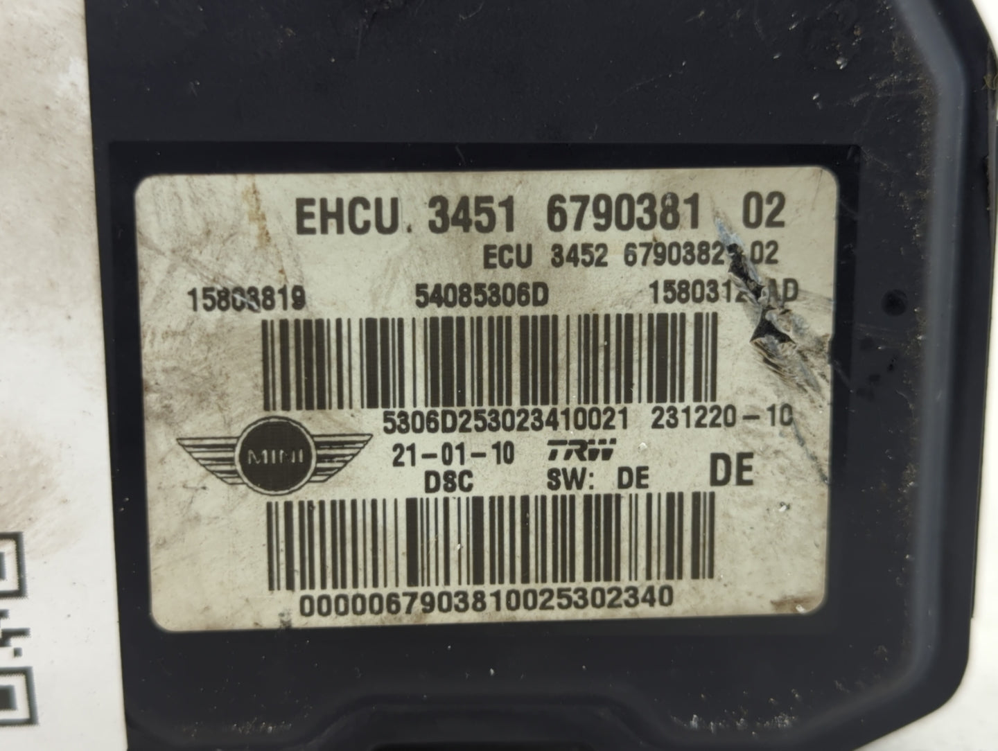 2009-2010 Mini Cooper ABS Pump Control Module Replacement P/N:3451 6790381 02 Fits Fits 2009 2010 OEM Used Auto Parts - Oemu