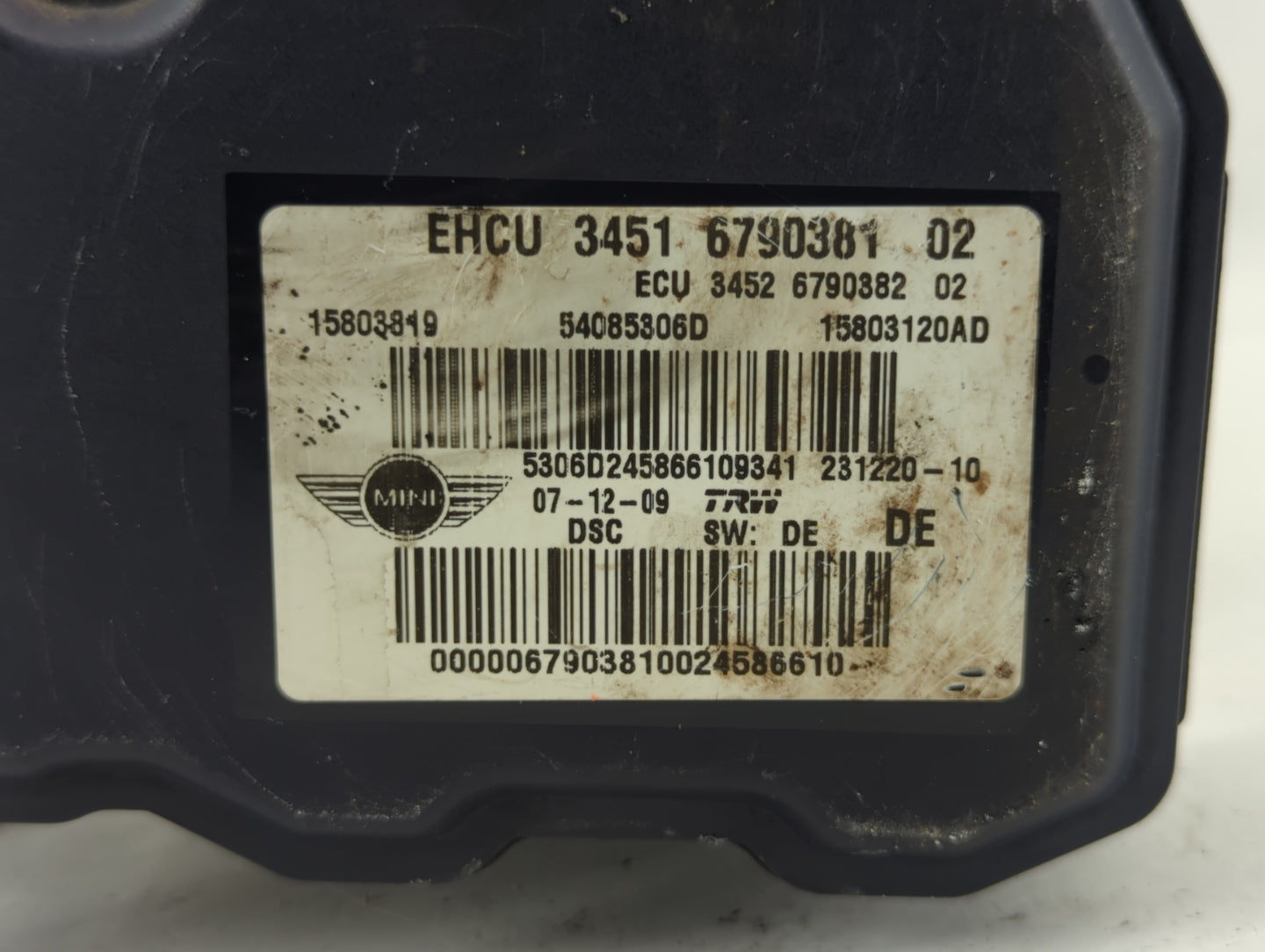 2009-2010 Mini Cooper ABS Pump Control Module Replacement P/N:3451 6790381 02 Fits Fits 2009 2010 OEM Used Auto Parts - Oemu