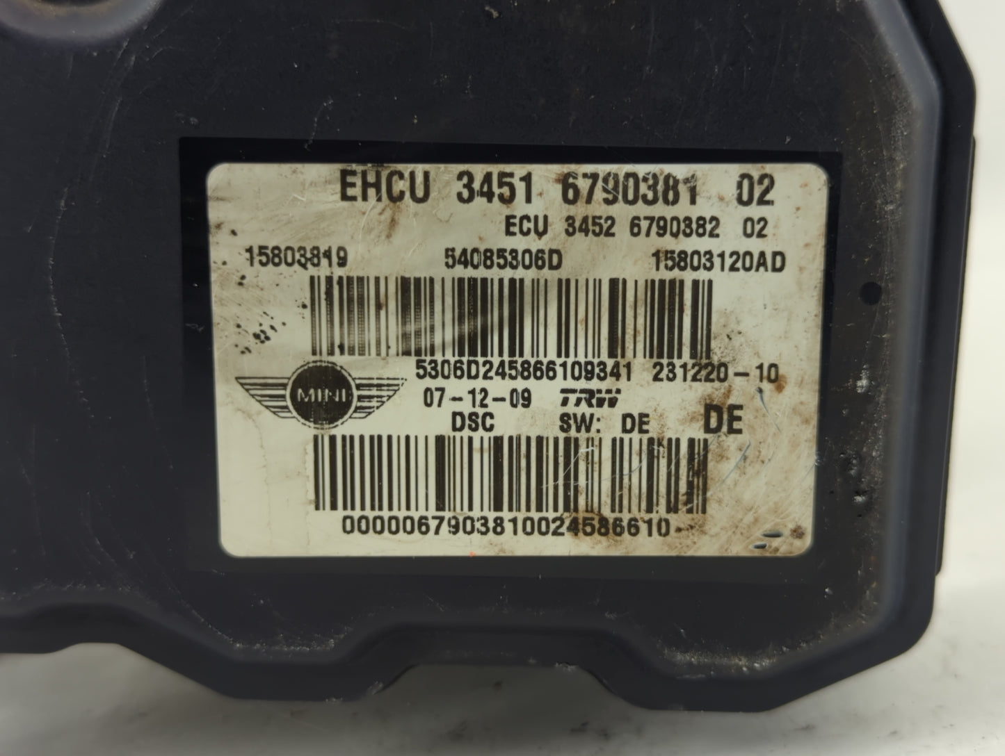 2009-2010 Mini Cooper ABS Pump Control Module Replacement P/N:3451 6790381 02 Fits Fits 2009 2010 OEM Used Auto Parts - Oemu