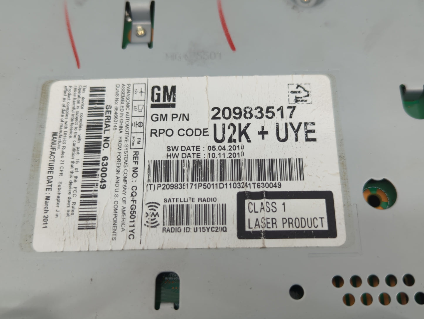 2008 Mitsubishi Lancer Radio AM FM Cd Player Receiver Replacement P/N:630049 20983517 Fits OEM Used Auto Parts - Oemusedauto