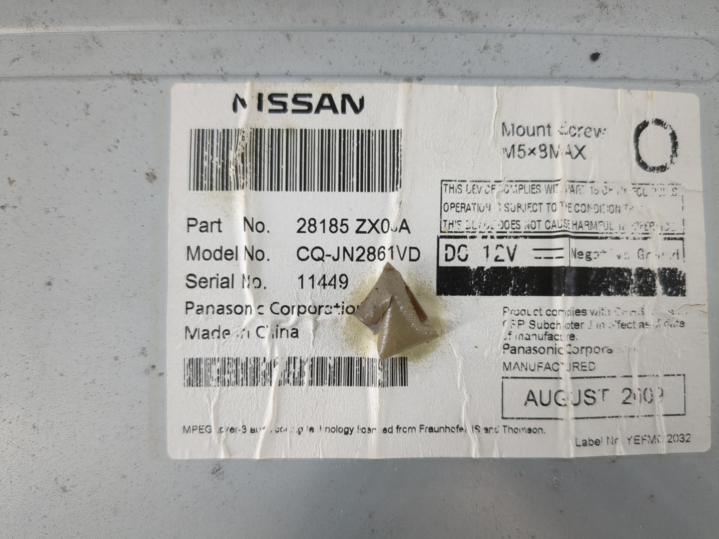 2010 Nissan Altima Radio AM FM Cd Player Receiver Replacement P/N:28185 ZX06A Fits OEM Used Auto Parts - Oemusedautoparts1.c