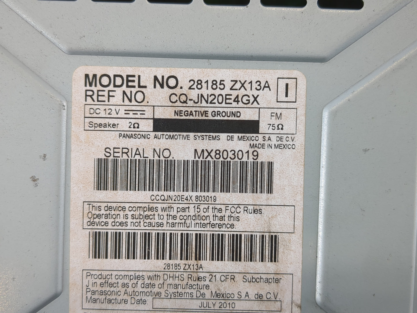 2010-2012 Nissan Altima Radio AM FM Cd Player Receiver Replacement P/N:28185 ZX13A Fits Fits 2010 2011 2012 OEM Used Auto Pa