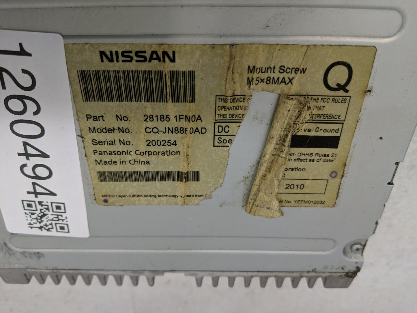 2010 Nissan Cube Radio AM FM Cd Player Receiver Replacement P/N:28185 1FN0A 28185 1FC0D Fits OEM Used Auto Parts - Oemusedau