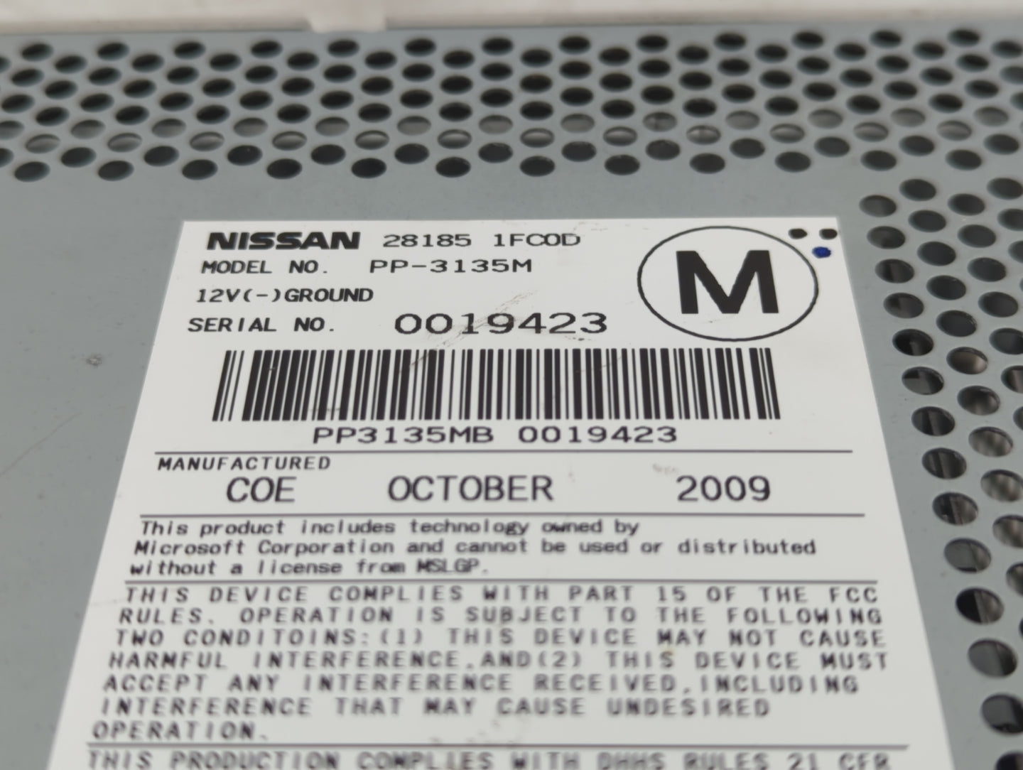 2009-2010 Nissan Cube Radio AM FM Cd Player Receiver Replacement P/N:28185 1FC0D Fits OEM Used Auto Parts - Oemusedautoparts
