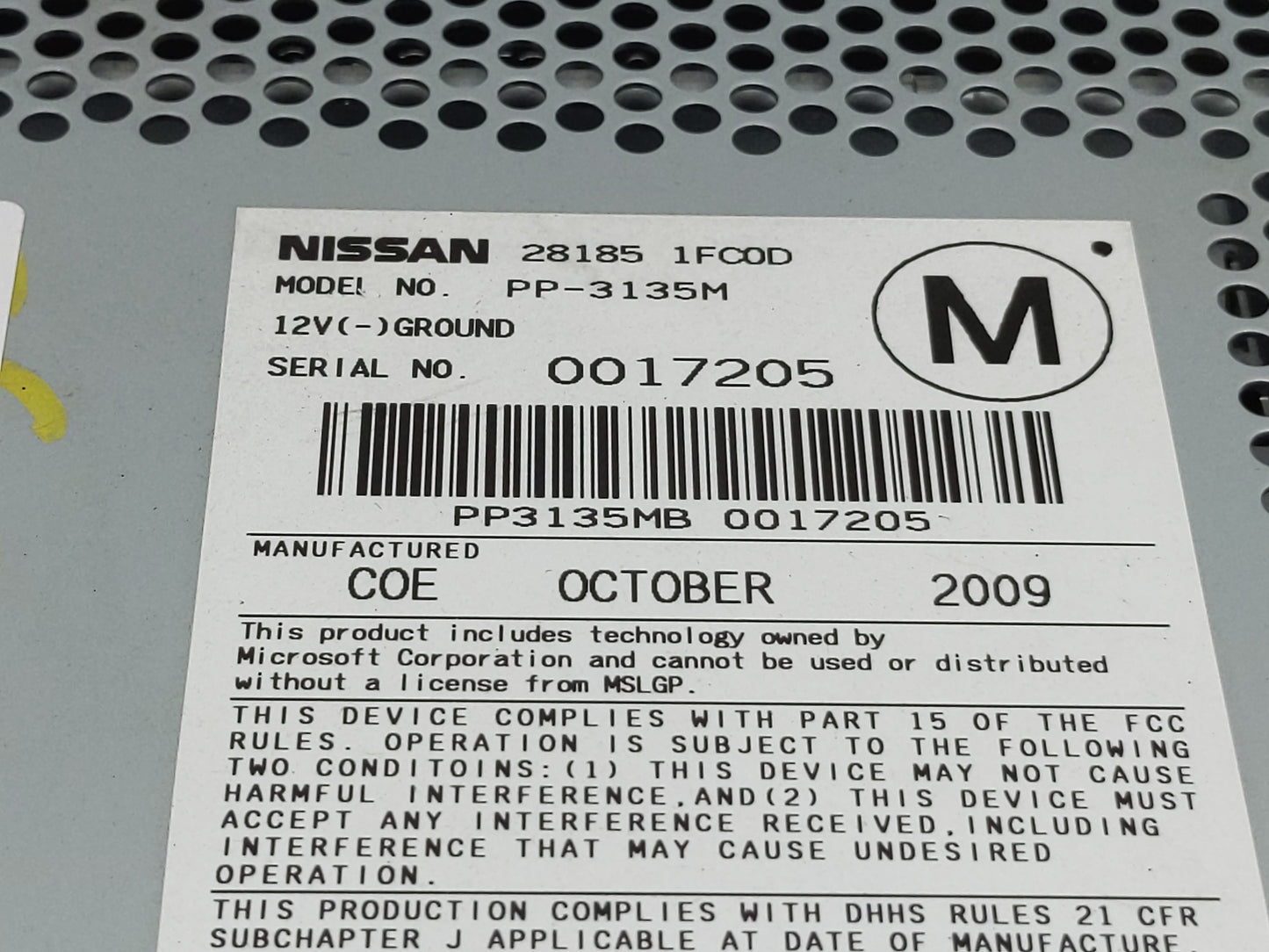 2009-2012 Nissan Cube Radio AM FM Cd Player Receiver Replacement P/N:28185 1FC0D Fits Fits 2009 2010 2011 2012 OEM Used Auto