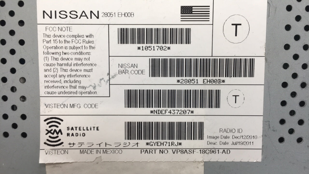 2010 Nissan Maxima PCM Engine Control Computer ECU ECM PCU OEM P/N:37820-R5A-A86 Fits OEM Used Auto Parts - Oemusedautoparts