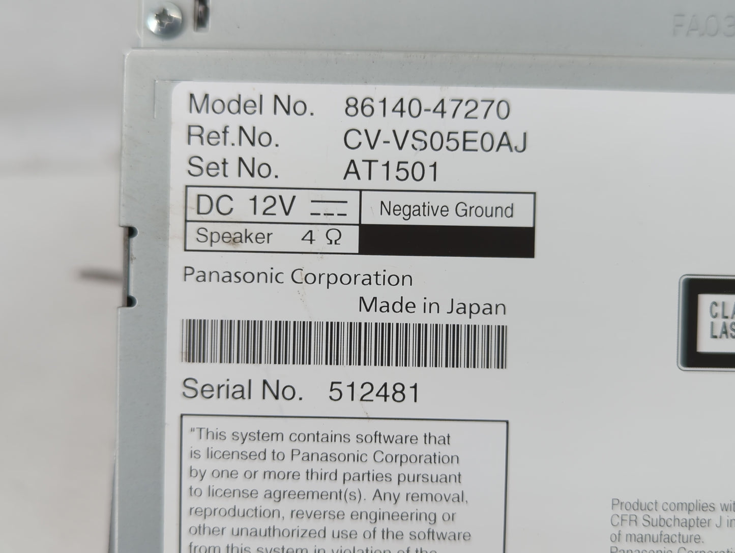 2010 Nissan Maxima Radio AM FM Cd Player Receiver Replacement P/N:86140-47270 28185 9N00A, ZX70B 210421, 68260 ZX86B Fits OE