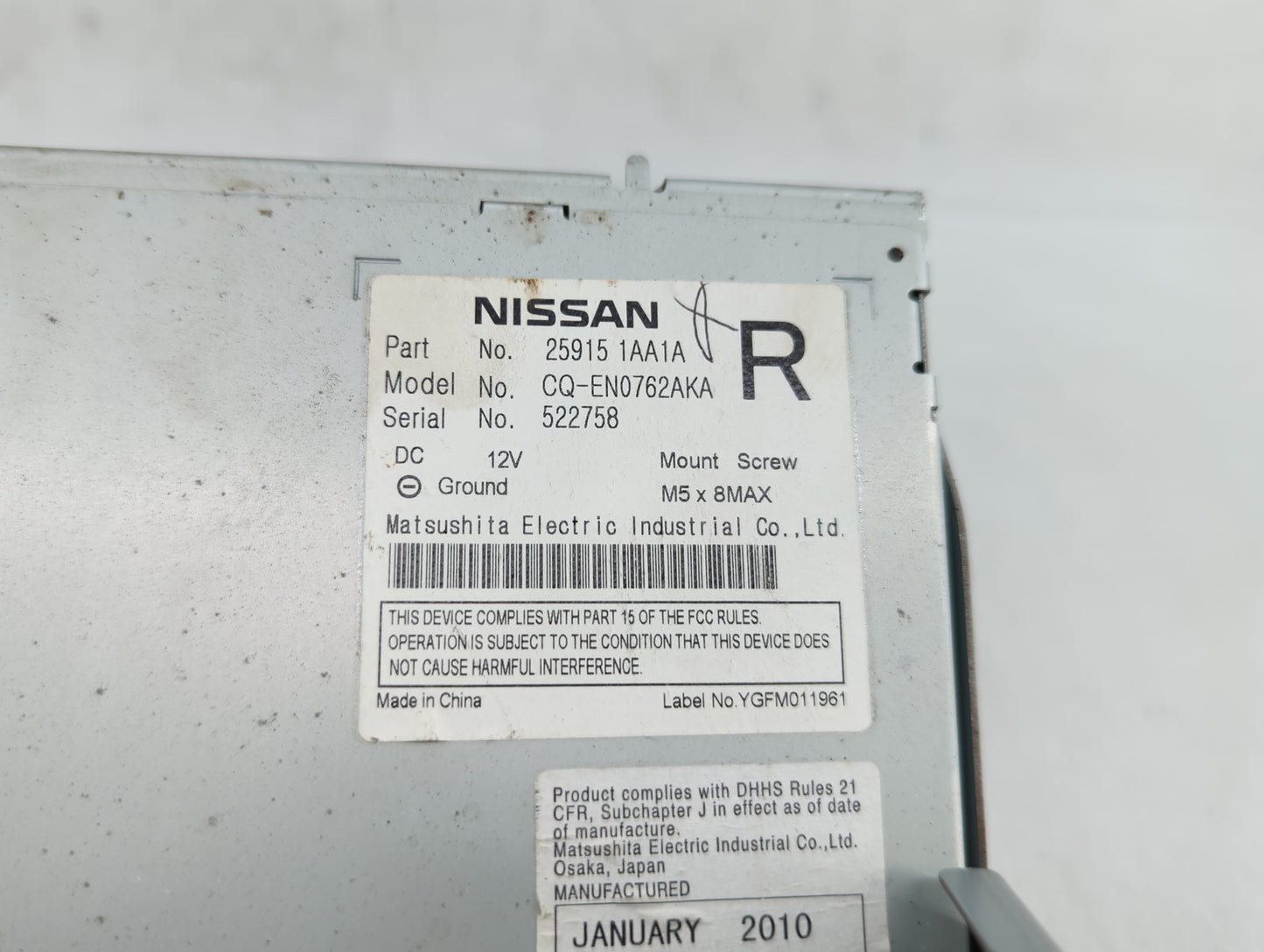 2010 Nissan Murano Am Fm Cd Player Radio Receiver - Oemusedautoparts1.com