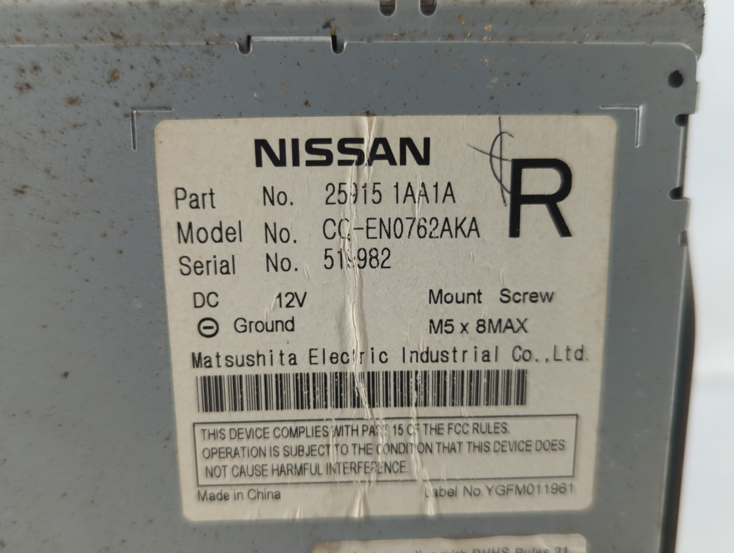 2009-2010 Nissan Murano Radio AM FM Cd Player Receiver Replacement P/N:25915 1AA1A Fits Fits 2009 2010 OEM Used Auto Parts -