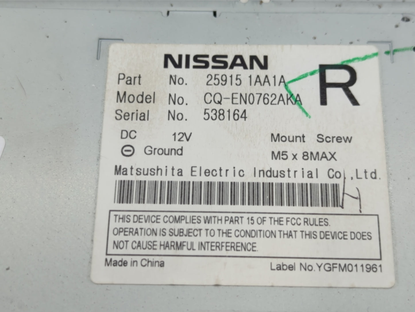 2009-2010 Nissan Murano Am Fm Cd Player Radio Receiver - Oemusedautoparts1.com