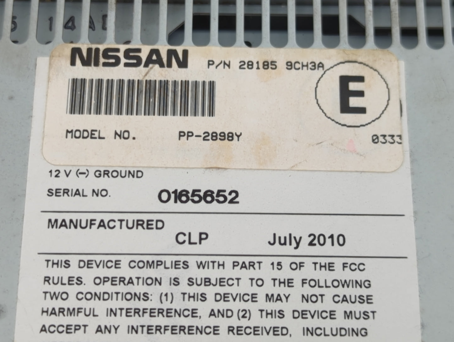 2008-2012 Nissan Pathfinder Radio AM FM Cd Player Receiver Replacement P/N:28185 9CH3A PP-2898Y Fits Fits 2008 2009 2010 201