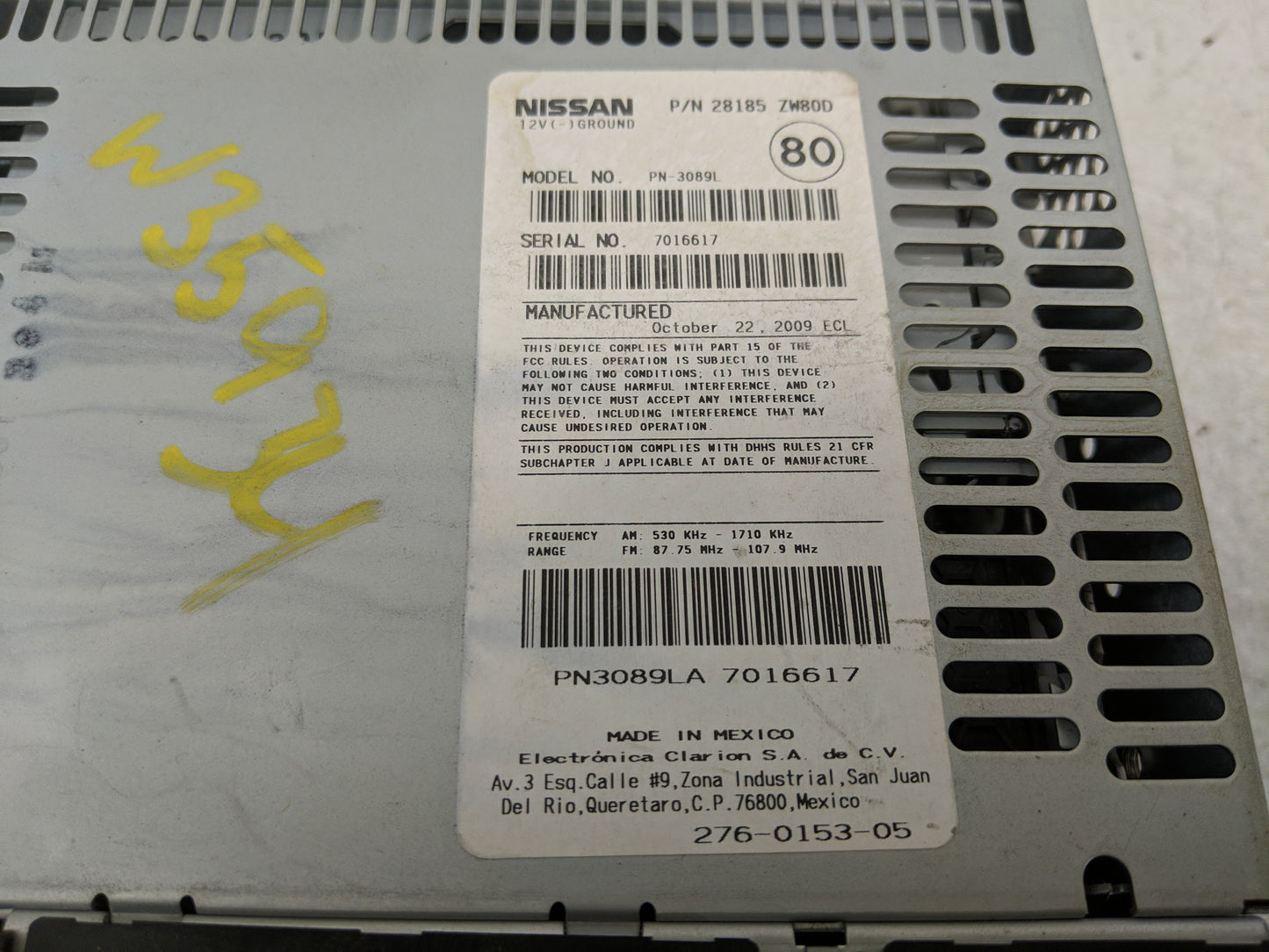 2010-2012 Nissan Versa Radio AM FM Cd Player Receiver Replacement P/N:28185 3AN0A Fits Fits 2010 2011 2012 2014 2015 2016 OE