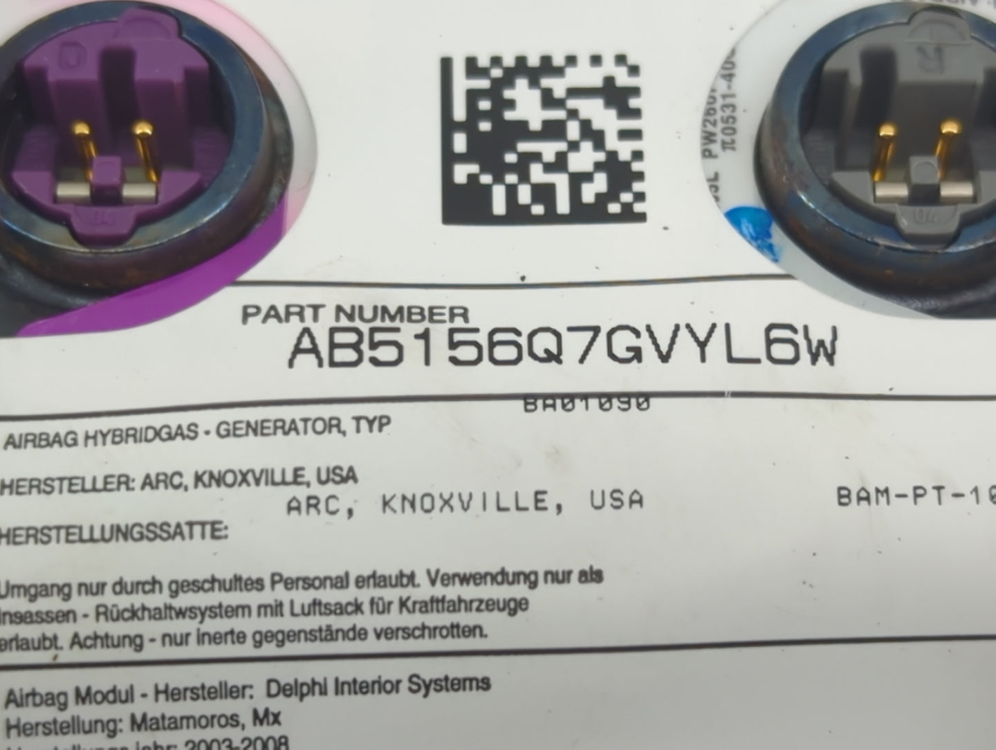 2006-2010 Pontiac G6 Air Bag Driver Left Steering Wheel Mounted P/N:16869416 AB5156Q7GVYL6W Fits Fits 2006 2007 2008 2009 20
