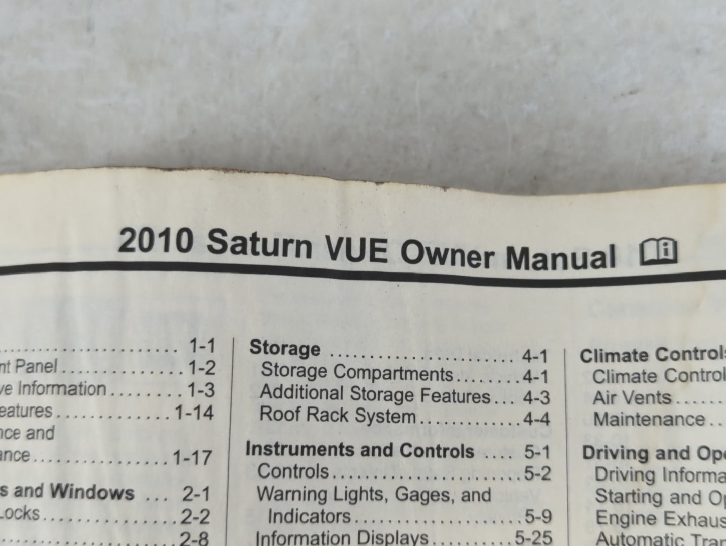 2010 Saturn Vue Owners Manual Book Guide P/N:25951286 A OEM Used Auto Parts - Oemusedautoparts1.com