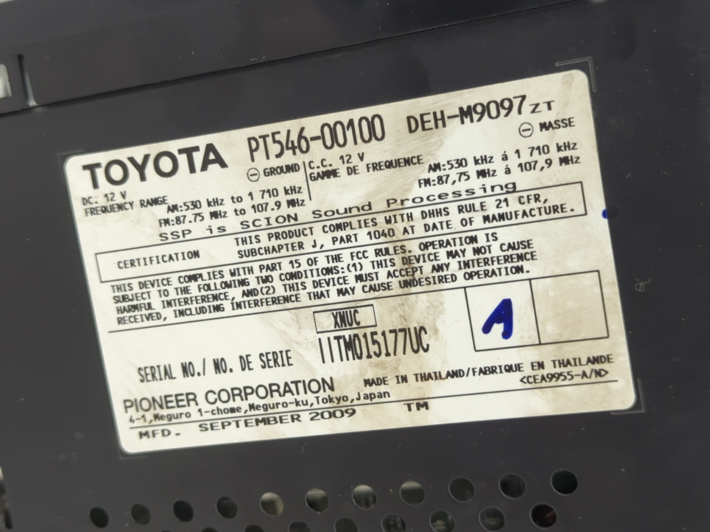 2008-2014 Scion Xb Radio AM FM Cd Player Receiver Replacement P/N:PT546-00100 Fits Fits 2008 2009 2010 2011 2012 2013 2014 O