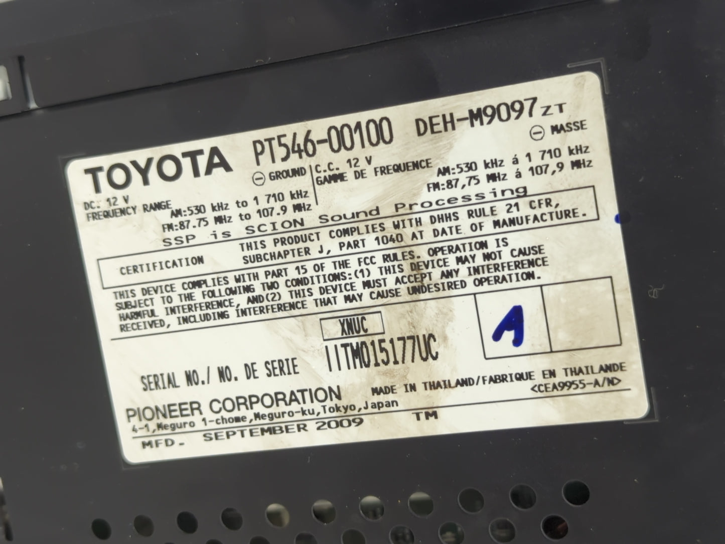 2008-2014 Scion Xb Radio AM FM Cd Player Receiver Replacement P/N:PT546-00100 Fits Fits 2008 2009 2010 2011 2012 2013 2014 O