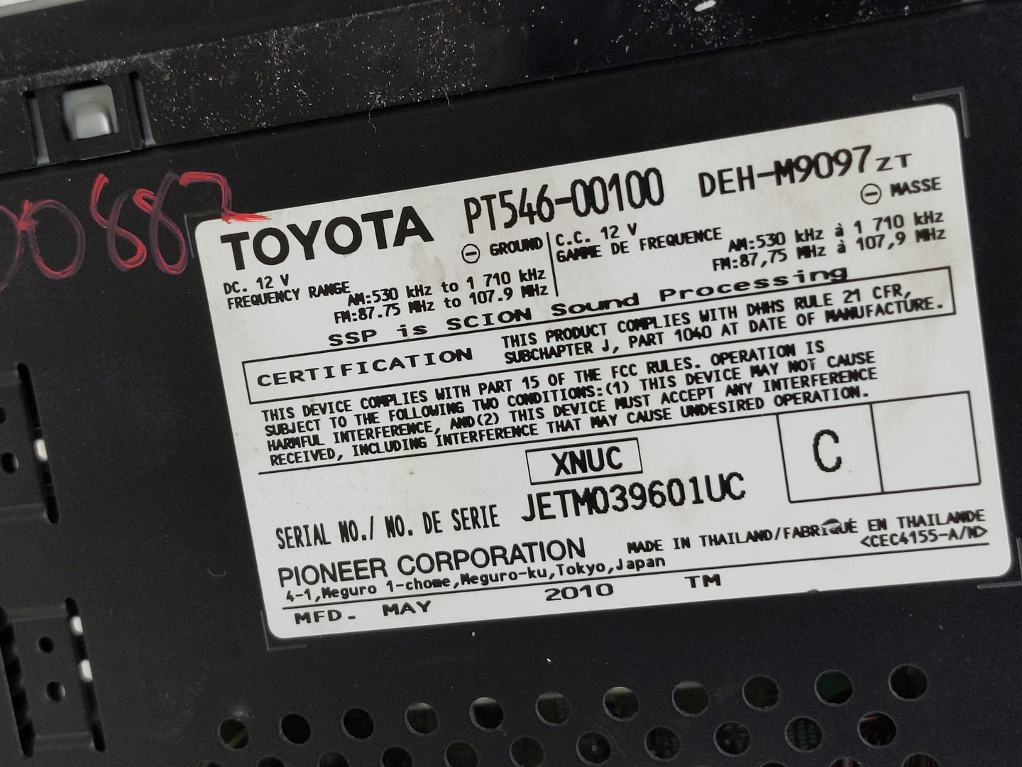 2008-2014 Scion Xb Radio AM FM Cd Player Receiver Replacement P/N:PT546-00100 Fits Fits 2008 2009 2010 2011 2012 2013 2014 O