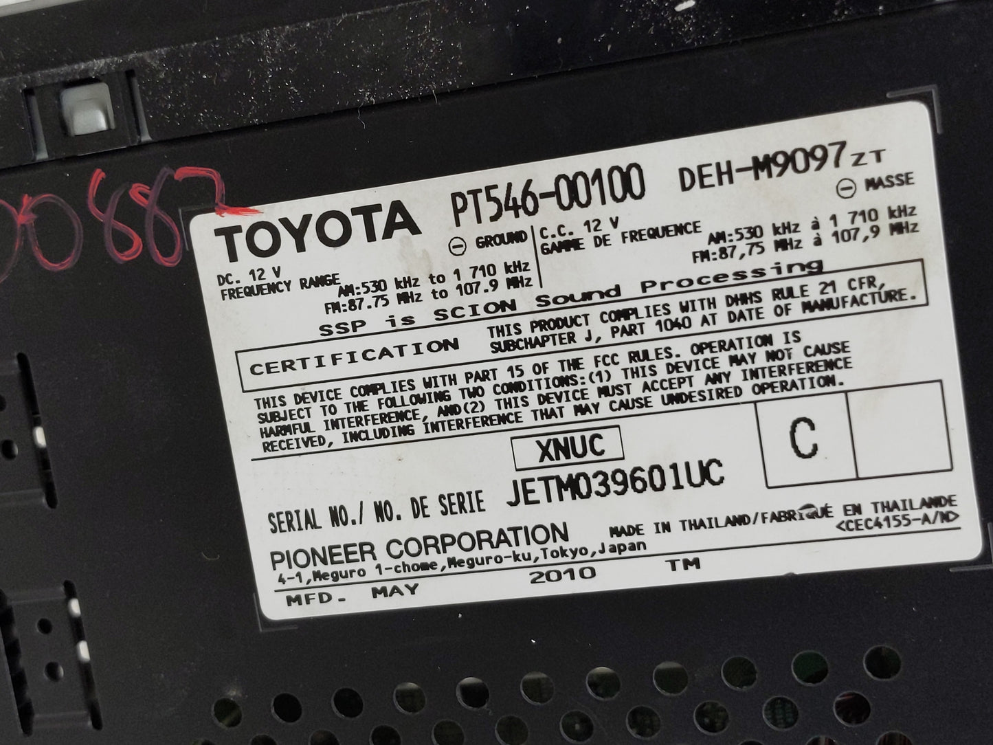 2008-2014 Scion Xb Radio AM FM Cd Player Receiver Replacement P/N:PT546-00100 Fits Fits 2008 2009 2010 2011 2012 2013 2014 O