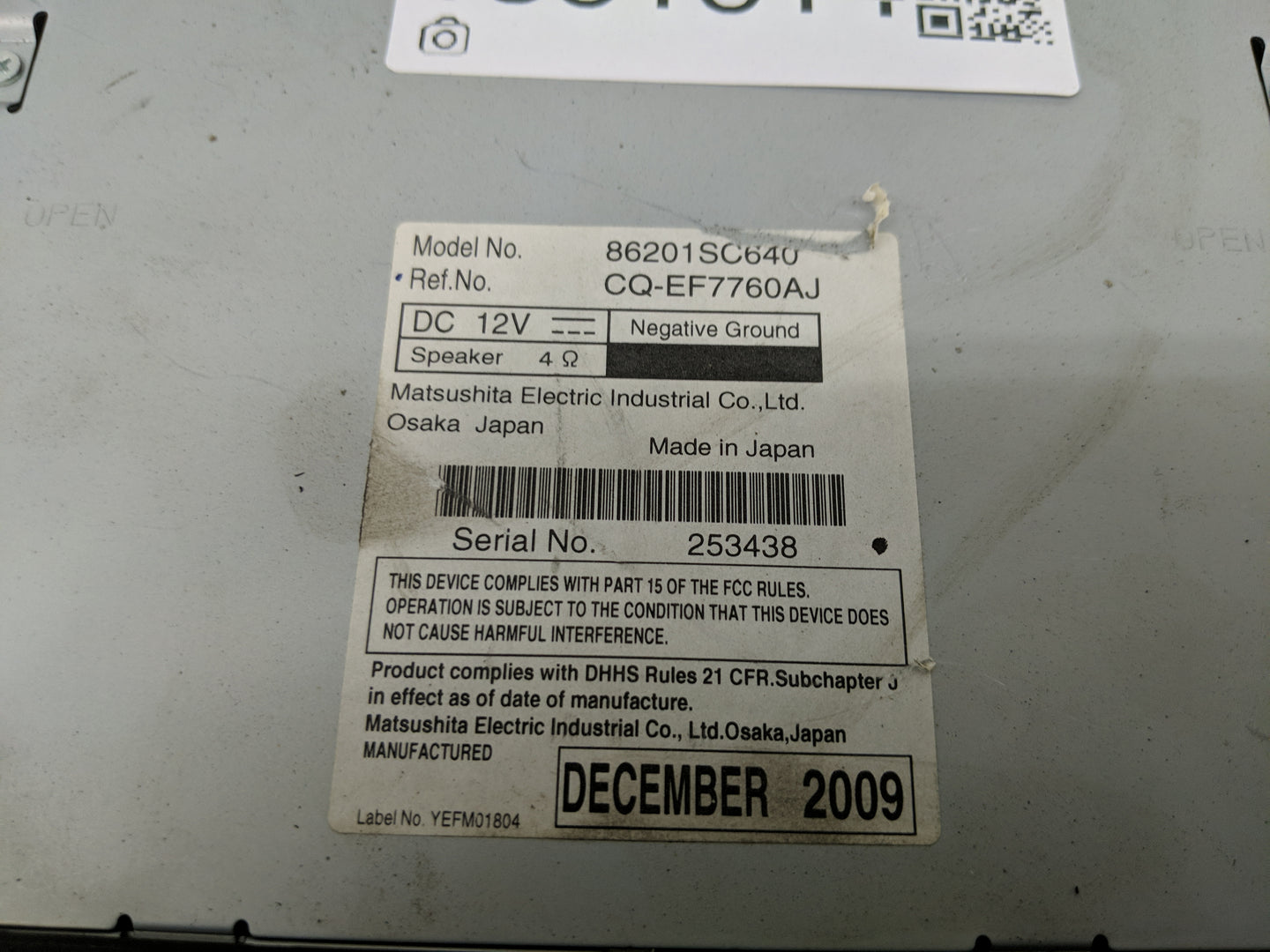 2010 Subaru Forester Radio AM FM Cd Player Receiver Replacement Fits OEM Used Auto Parts - Oemusedautoparts1.com