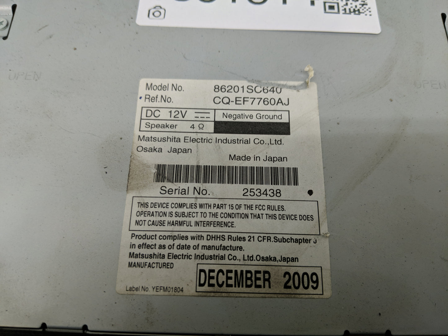 2010 Subaru Forester Radio AM FM Cd Player Receiver Replacement Fits OEM Used Auto Parts - Oemusedautoparts1.com