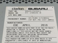 2010 Subaru Forester Radio AM FM Cd Player Receiver Replacement P/N:86201SC601 PF-2982B-B Fits OEM Used Auto Parts - Oemused