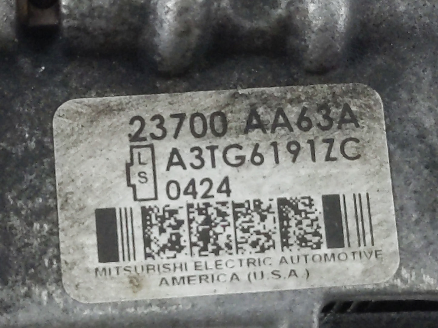 2010-2012 Subaru Legacy Alternator Replacement Generator Charging Assembly Engine OEM P/N:23700 AA63A Fits Fits 2010 2011 20