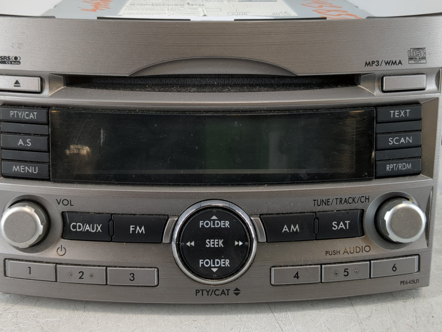 2010-2012 Subaru Legacy Radio AM FM Cd Player Receiver Replacement P/N:86201AJ64A Fits Fits 2010 2011 2012 OEM Used Auto Par