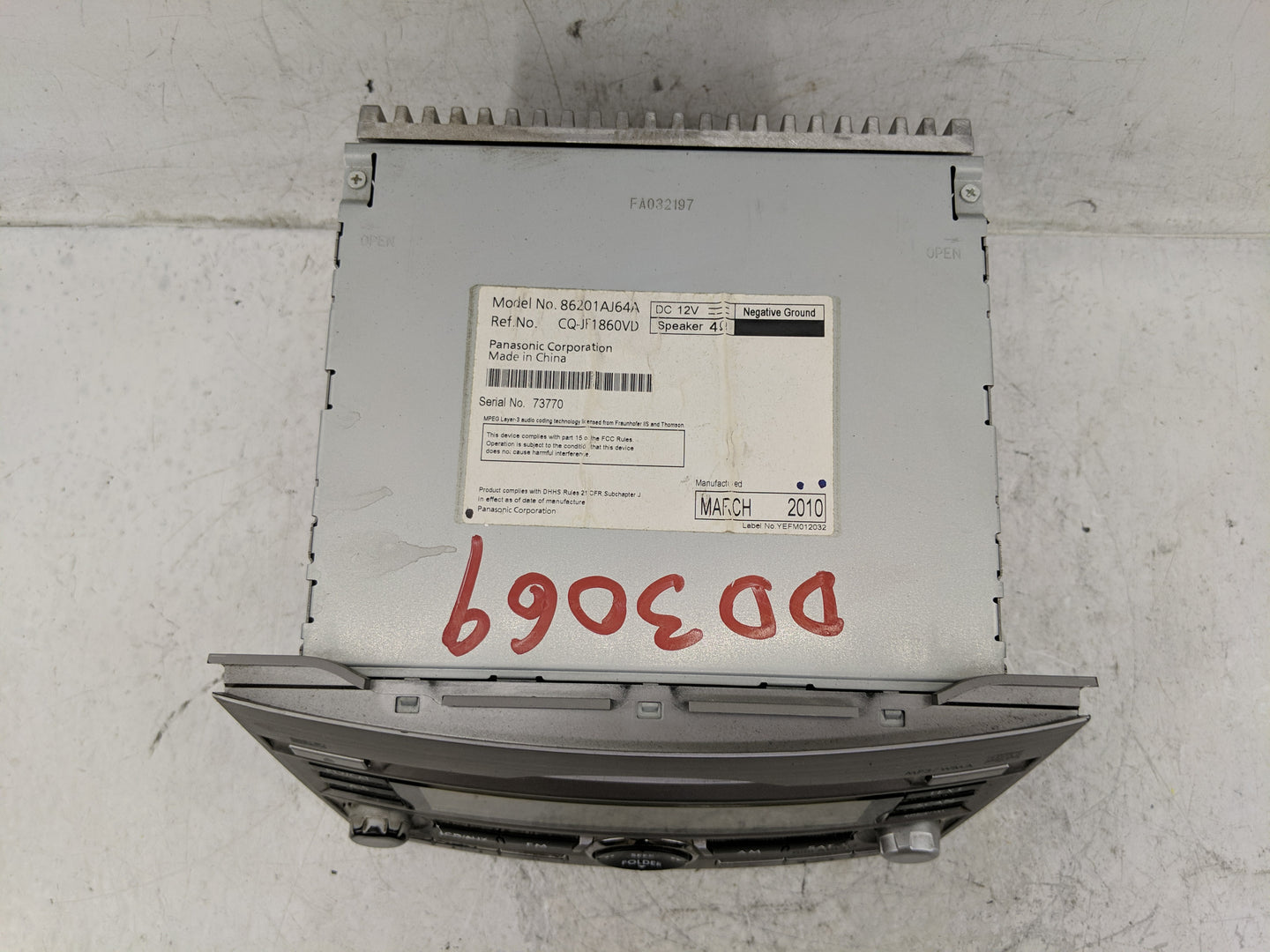 2010 Subaru Legacy Radio AM FM Cd Player Receiver Replacement Fits OEM Used Auto Parts - Oemusedautoparts1.com
