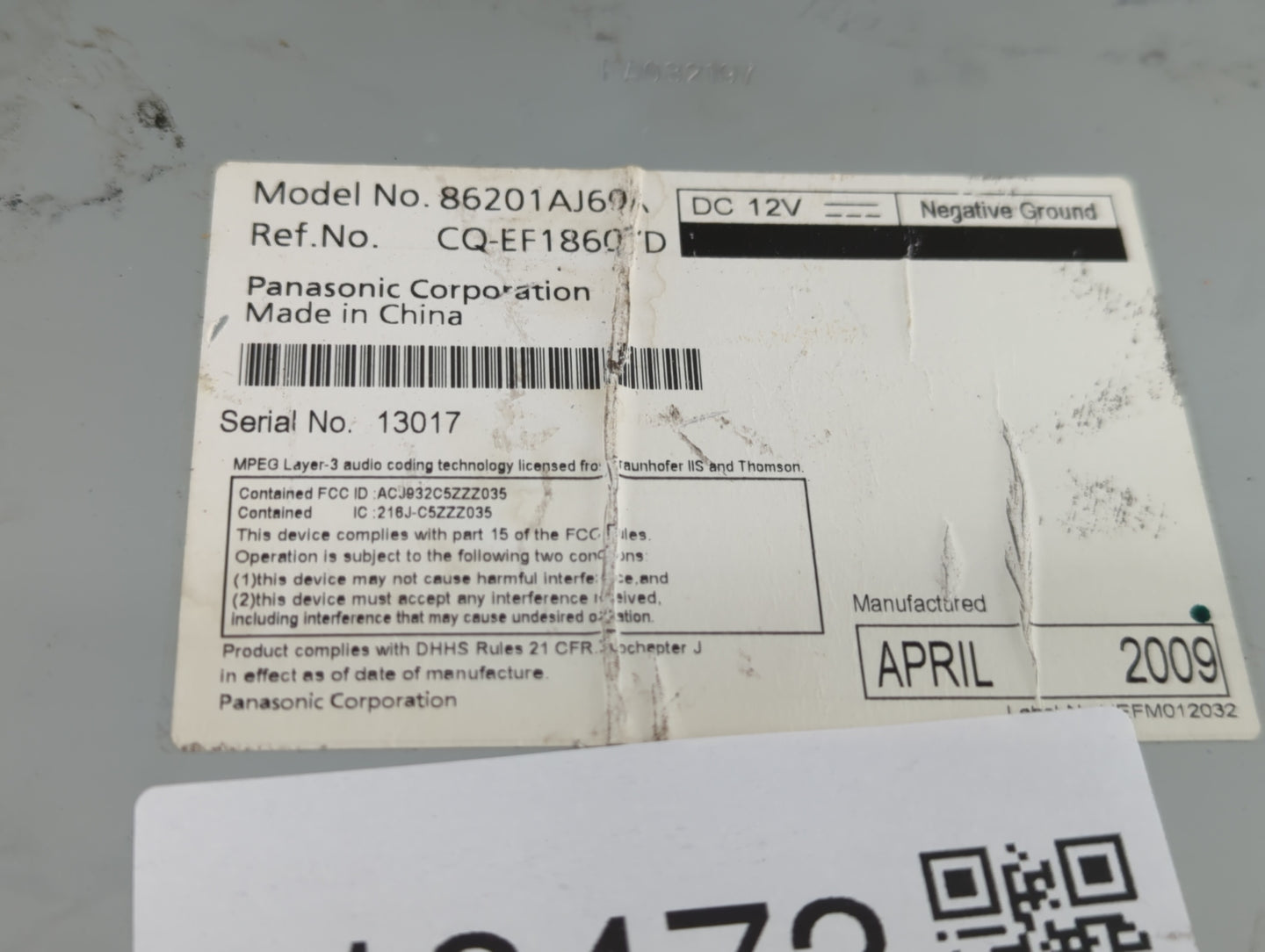 2010-2012 Subaru Legacy Radio AM FM Cd Player Receiver Replacement P/N:86201AJ62A 86201AJ64A, 86201AJ60A Fits Fits 2010 2011