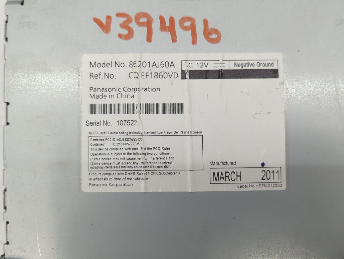 2010-2012 Subaru Legacy Am Fm Cd Player Radio Receiver 440151 - Oemusedautoparts1.com